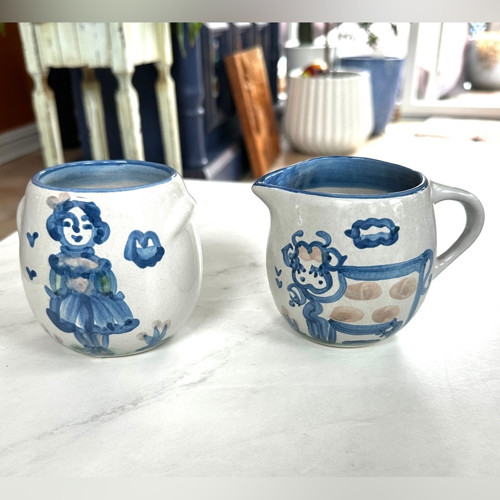 MA Hadley large cream and open sugar bowl